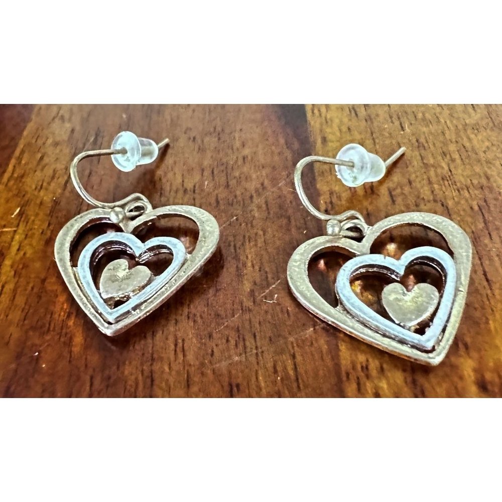 Handmade Heart Earrings  Valentine' s Open Cut Triple Designs Dangle Hoo…